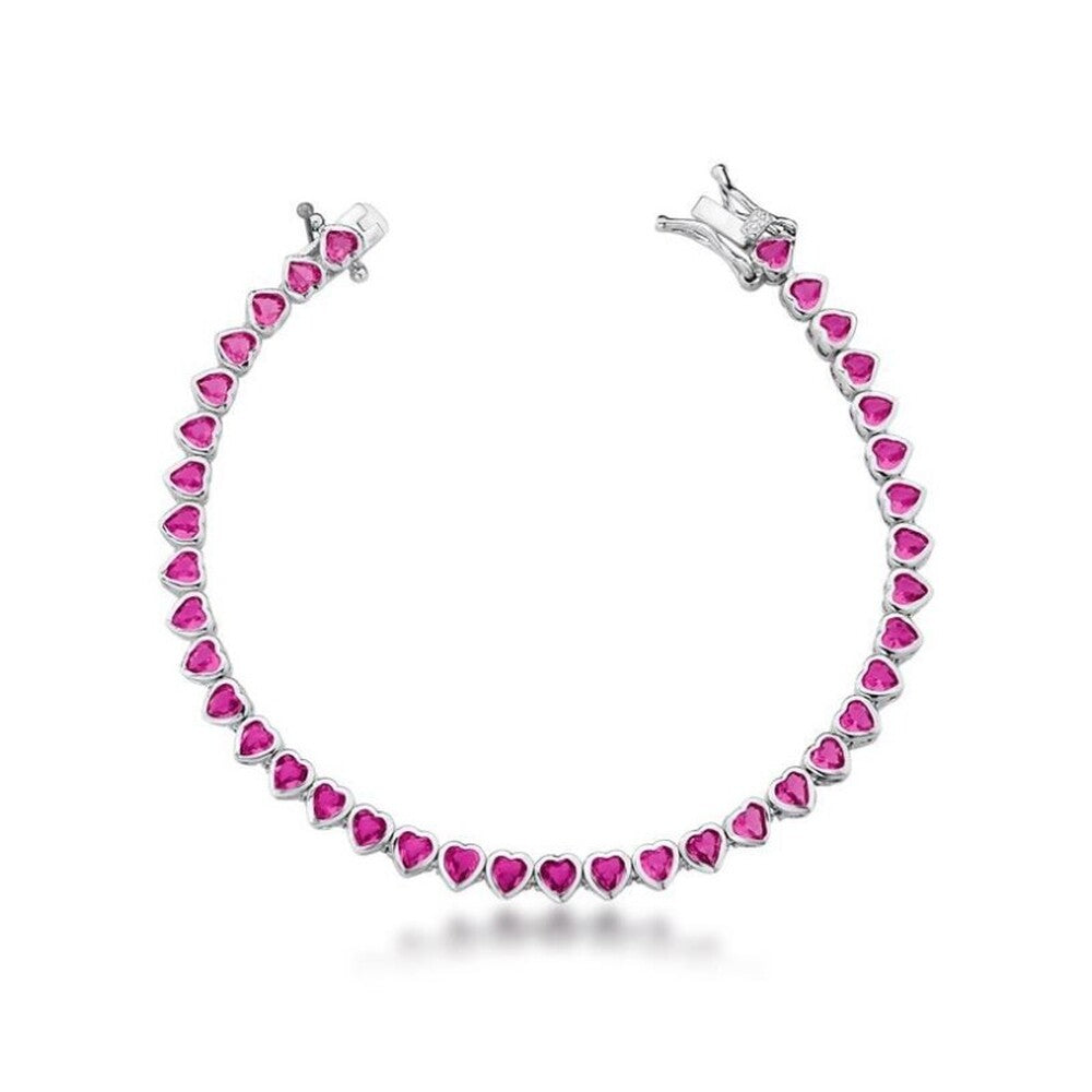 Pulseira riviera Taylor zircônias rosa ródio branco