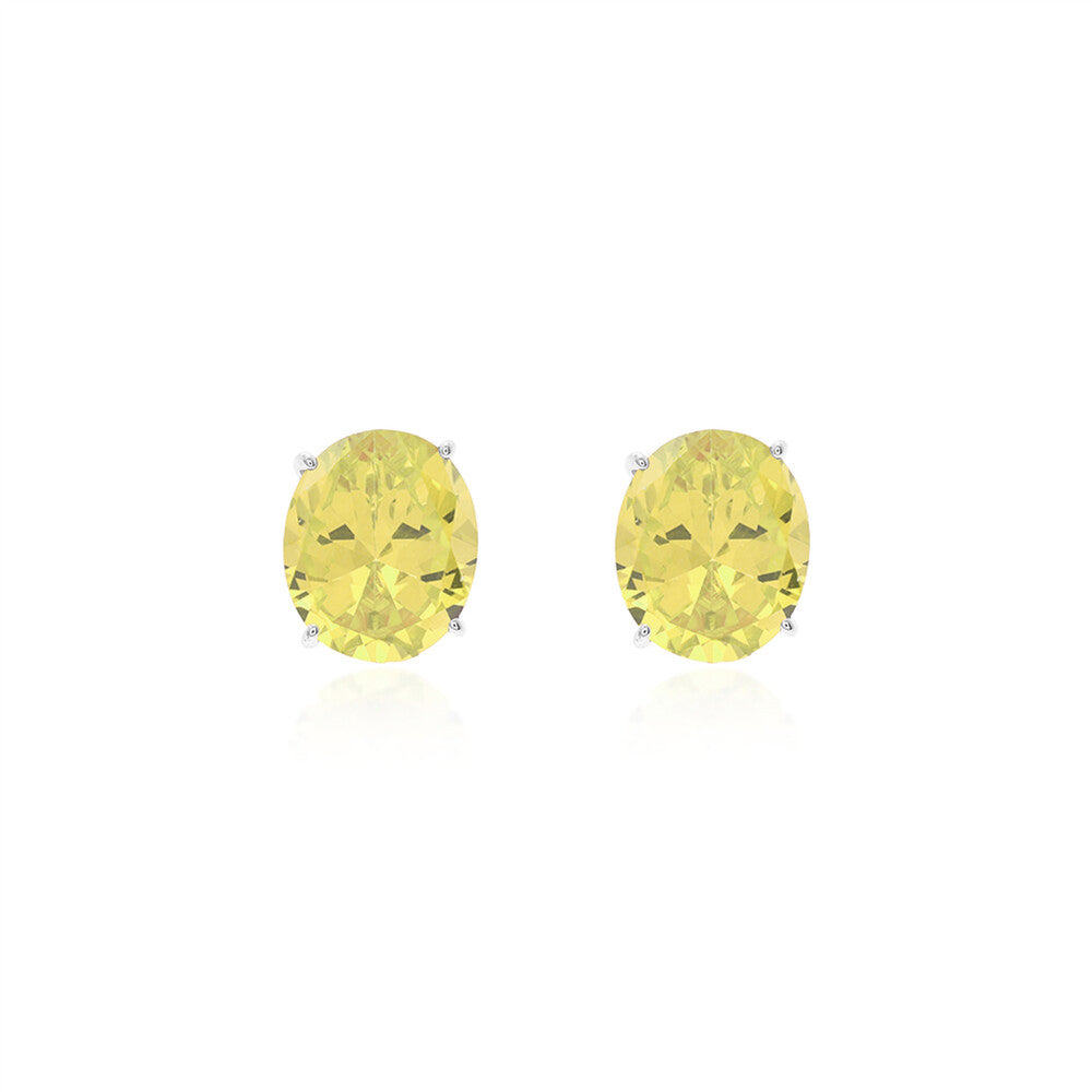 Brinco Lorena oval zircônia fancy yellow prata 925