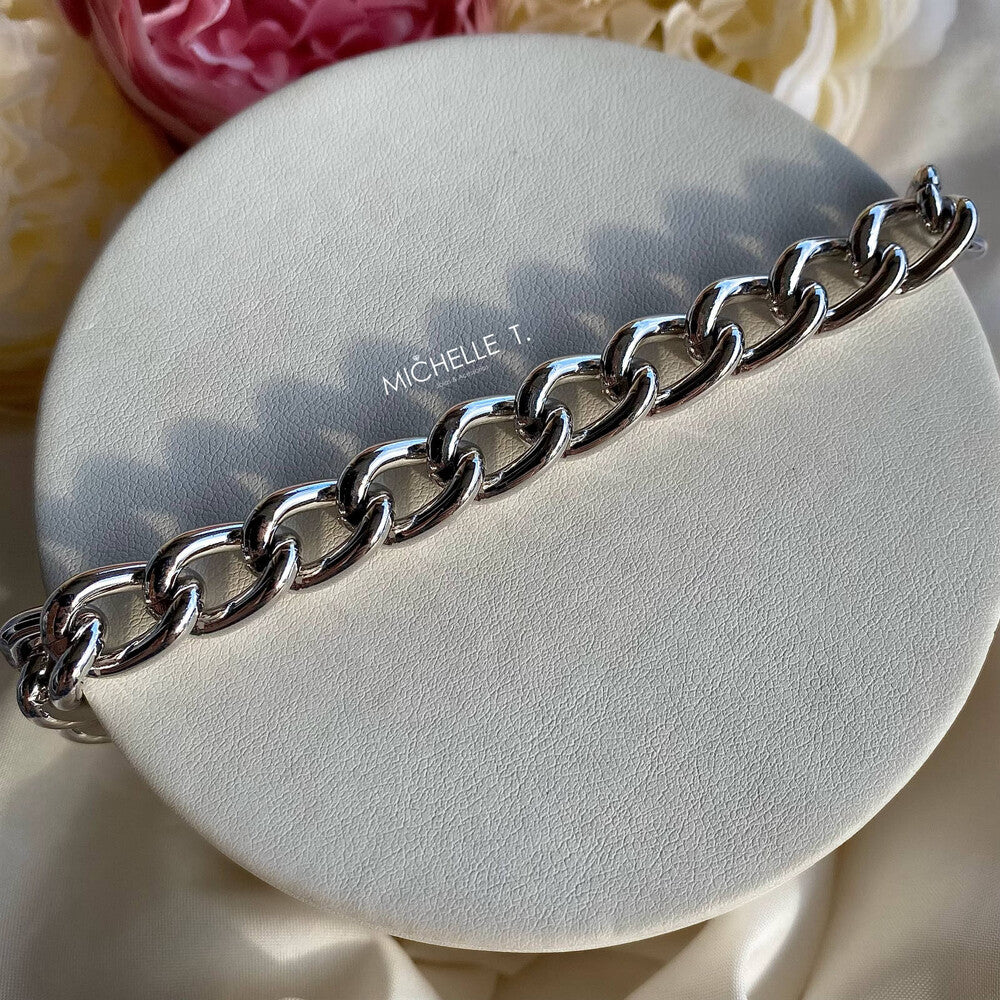 Pulseira elos médios ródio branco - foto 3