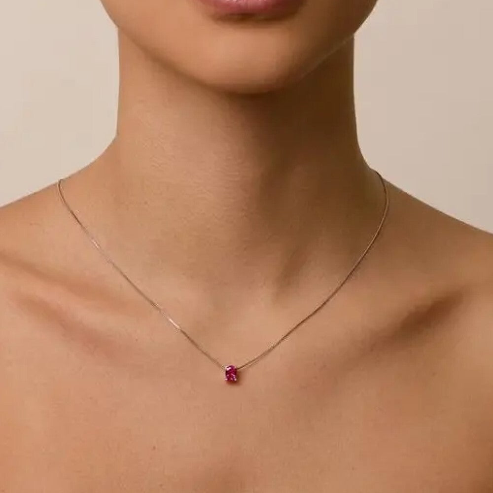 Colar Margot oval zircônia turmalina pink prata 925