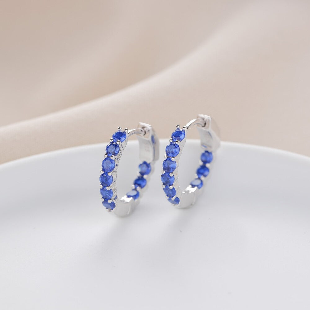 Brinco argola Jenny zircônias azul safira prata 925 - foto 5