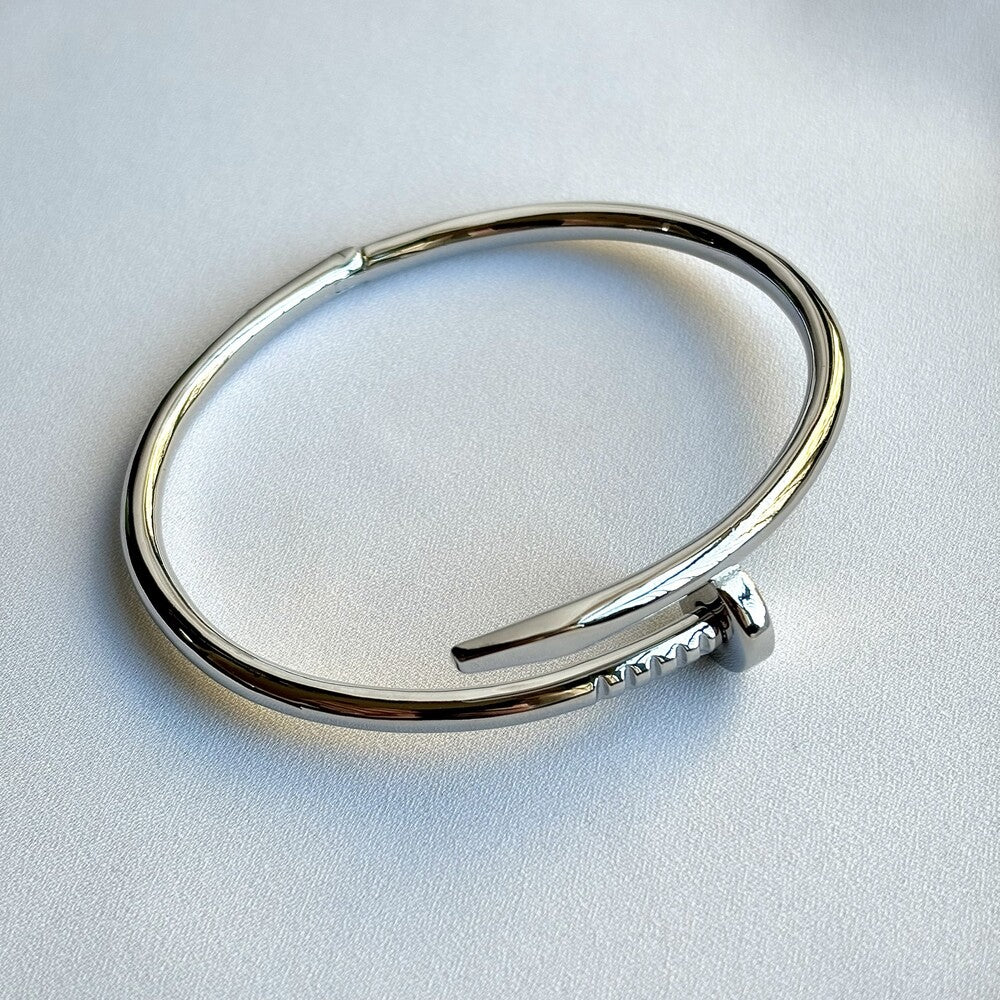 Pulseira bracelete prego liso ródio branco - foto 3