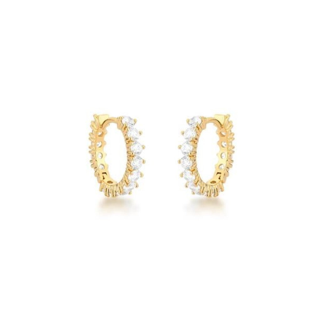 Brinco argola Mabel zircônias brancas ouro