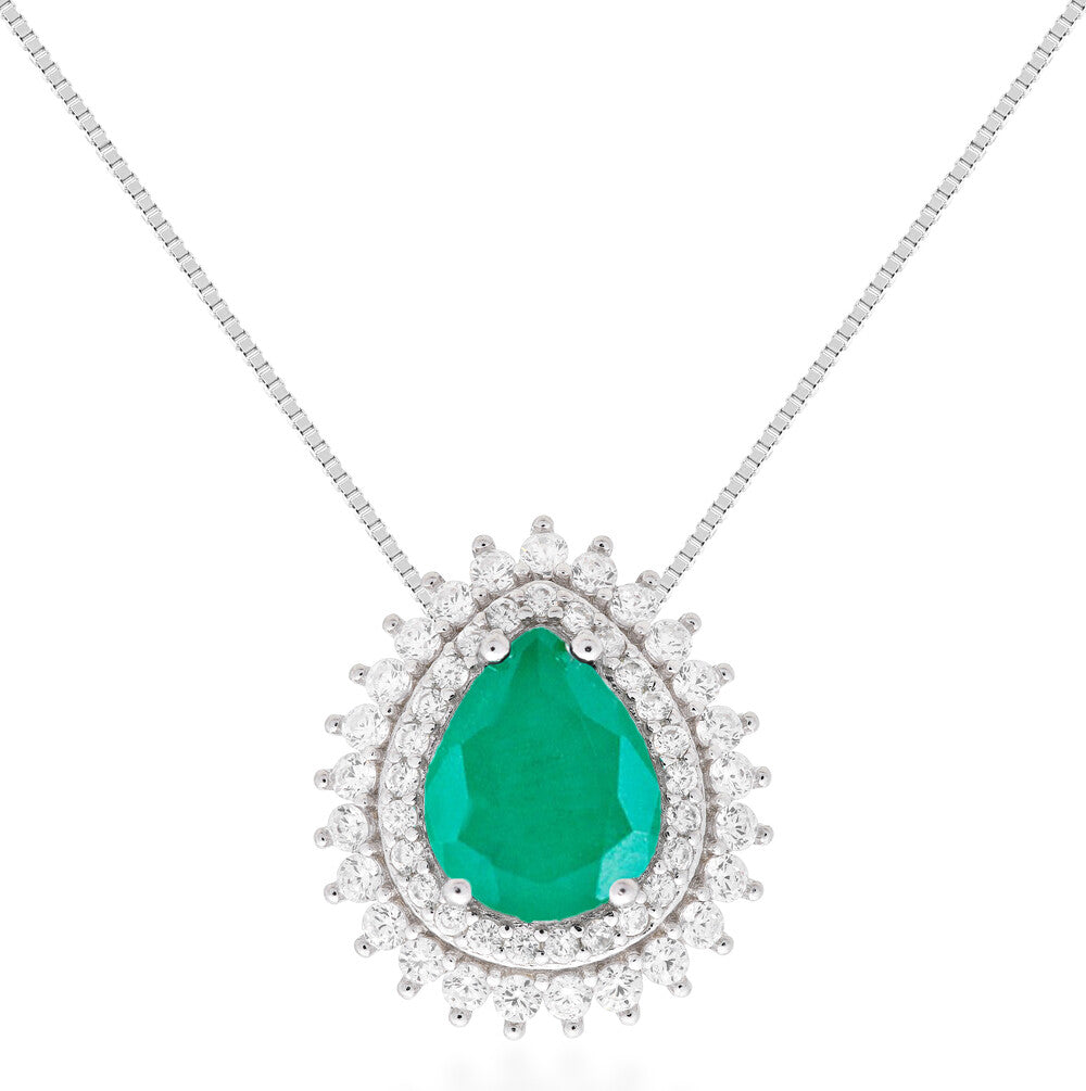 Colar gota Holly esmeralda fusion prata 925