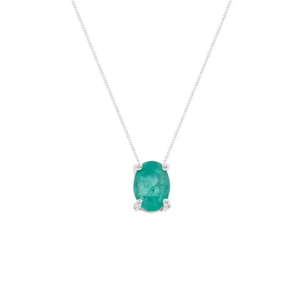 Colar Margot oval esmeralda fusion prata 925