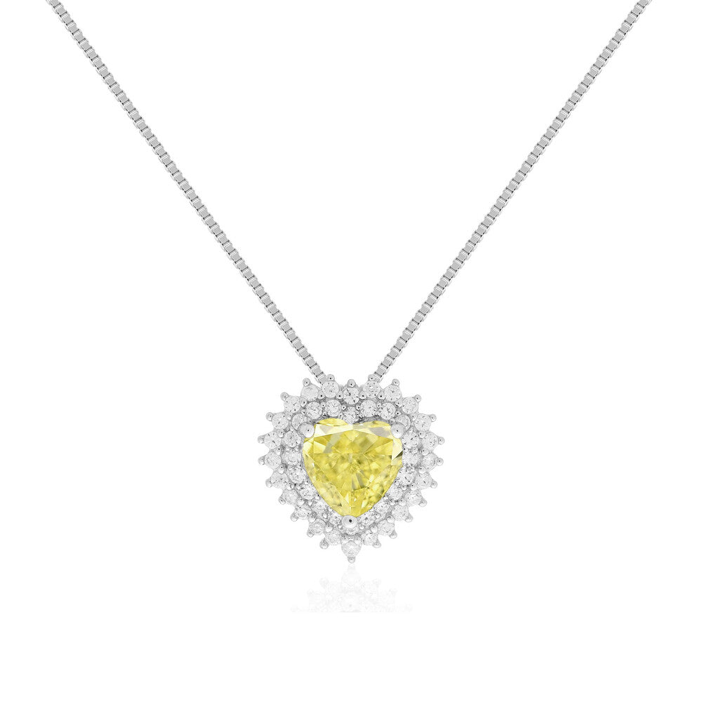 Colar Sally coração zircônias fancy yellow prata 925