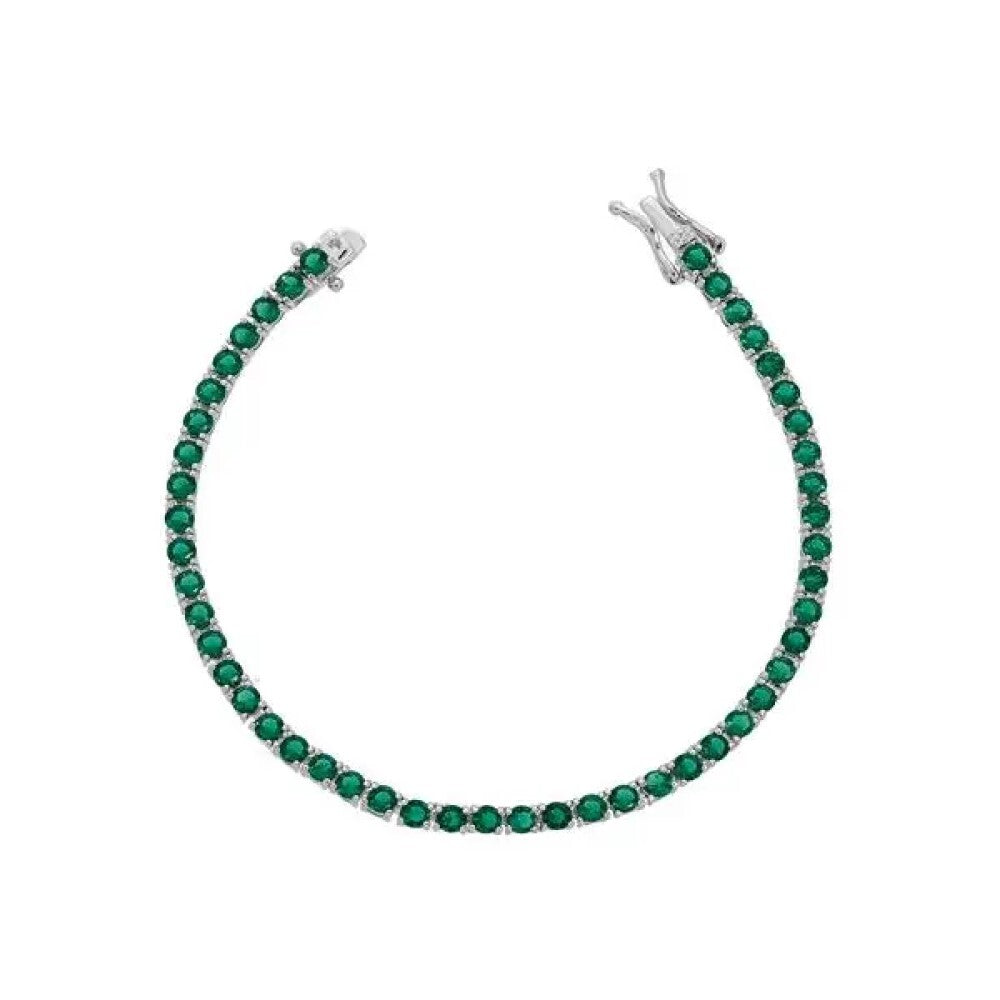 Pulseira riviera Norah zircônias esmeralda ródio branco