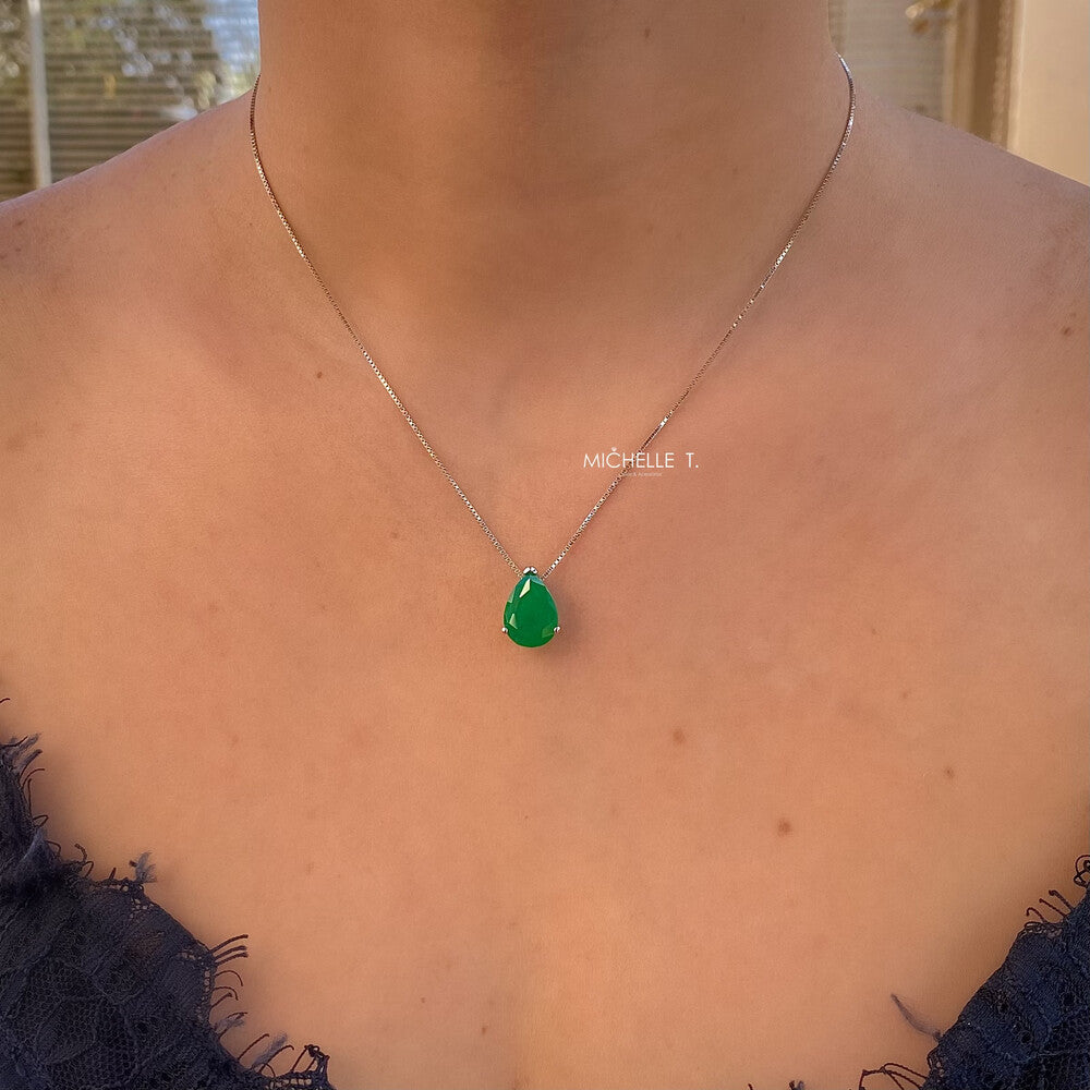 Conjunto Luma gota esmeralda fusion prata 925