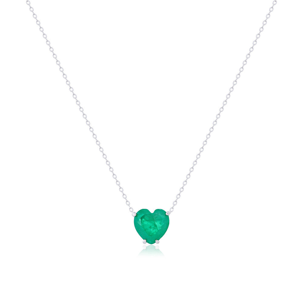 Colar Nice coração esmeralda fusion prata 925