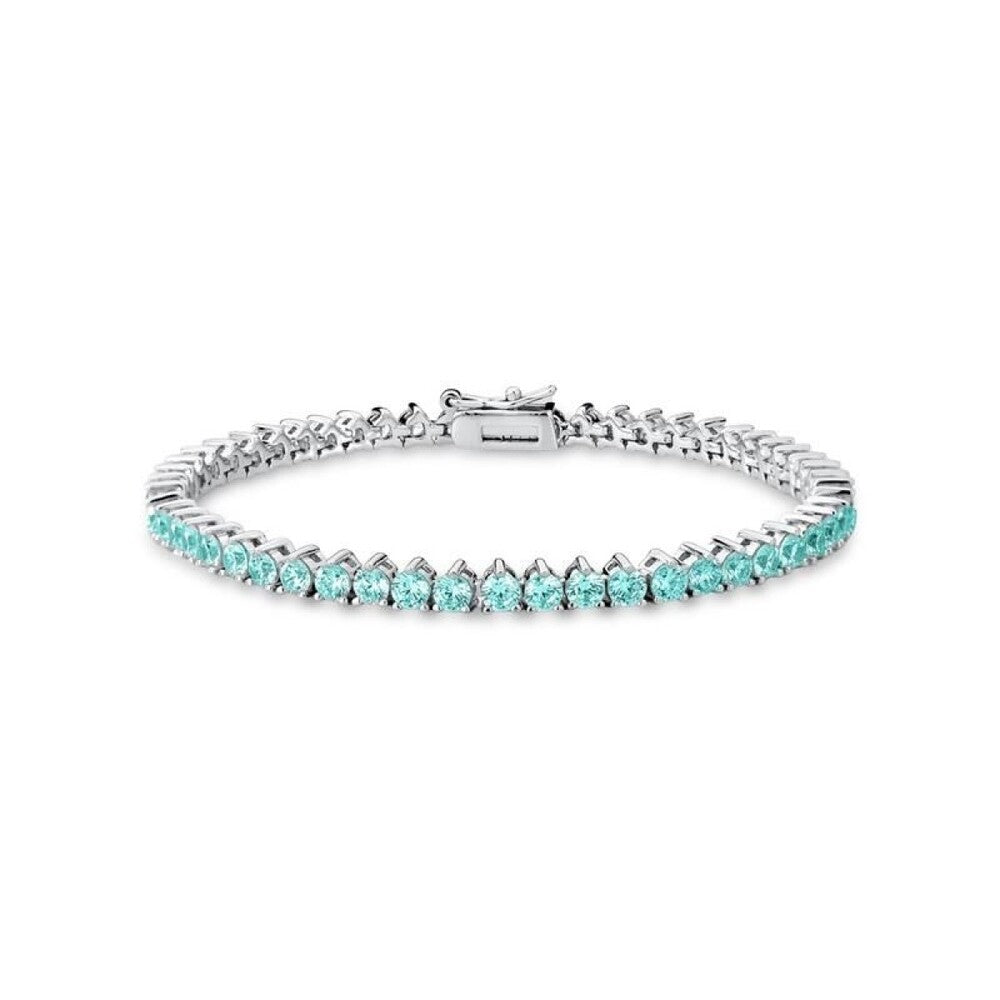 Pulseira classic riviera zircônias esmeralda colombiana ródio branco (3mm)