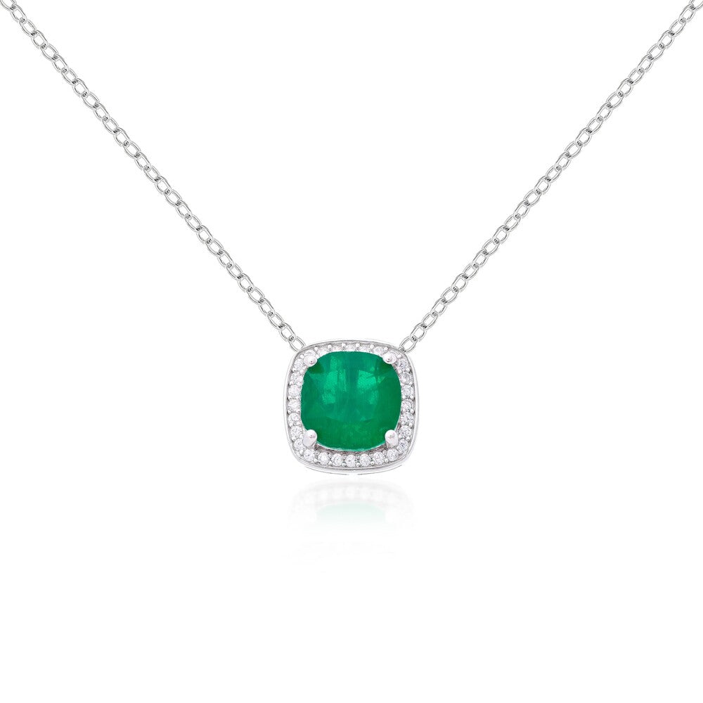 Colar Jolie quadrado esmeralda fusion prata 925