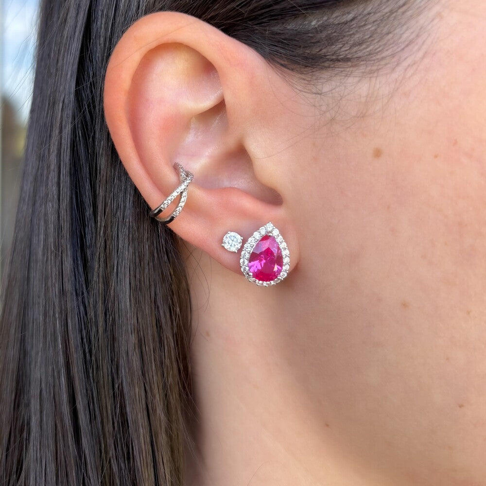 Brinco gota Betina zircônias turmalina pink prata 925 - foto 4