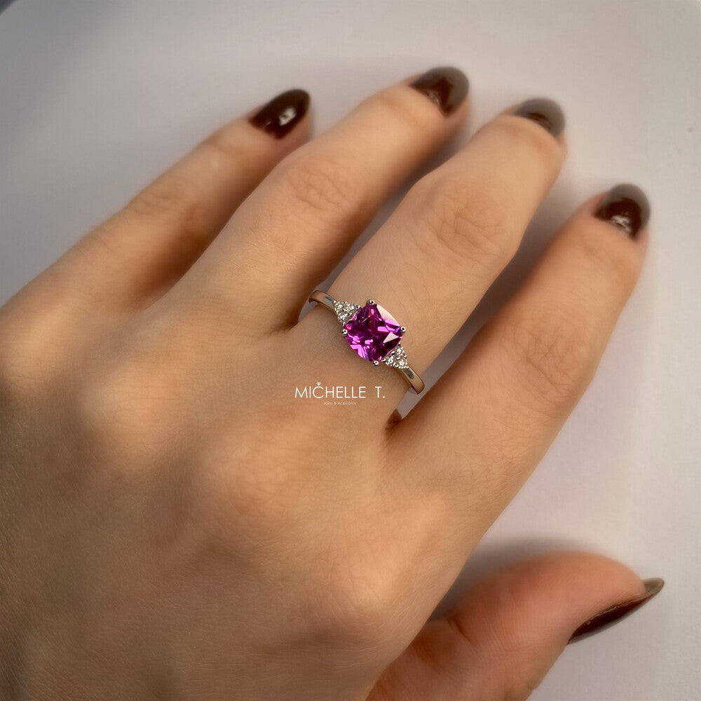 Anel quadradinho zircônia turmalina pink prata 925 - foto 2