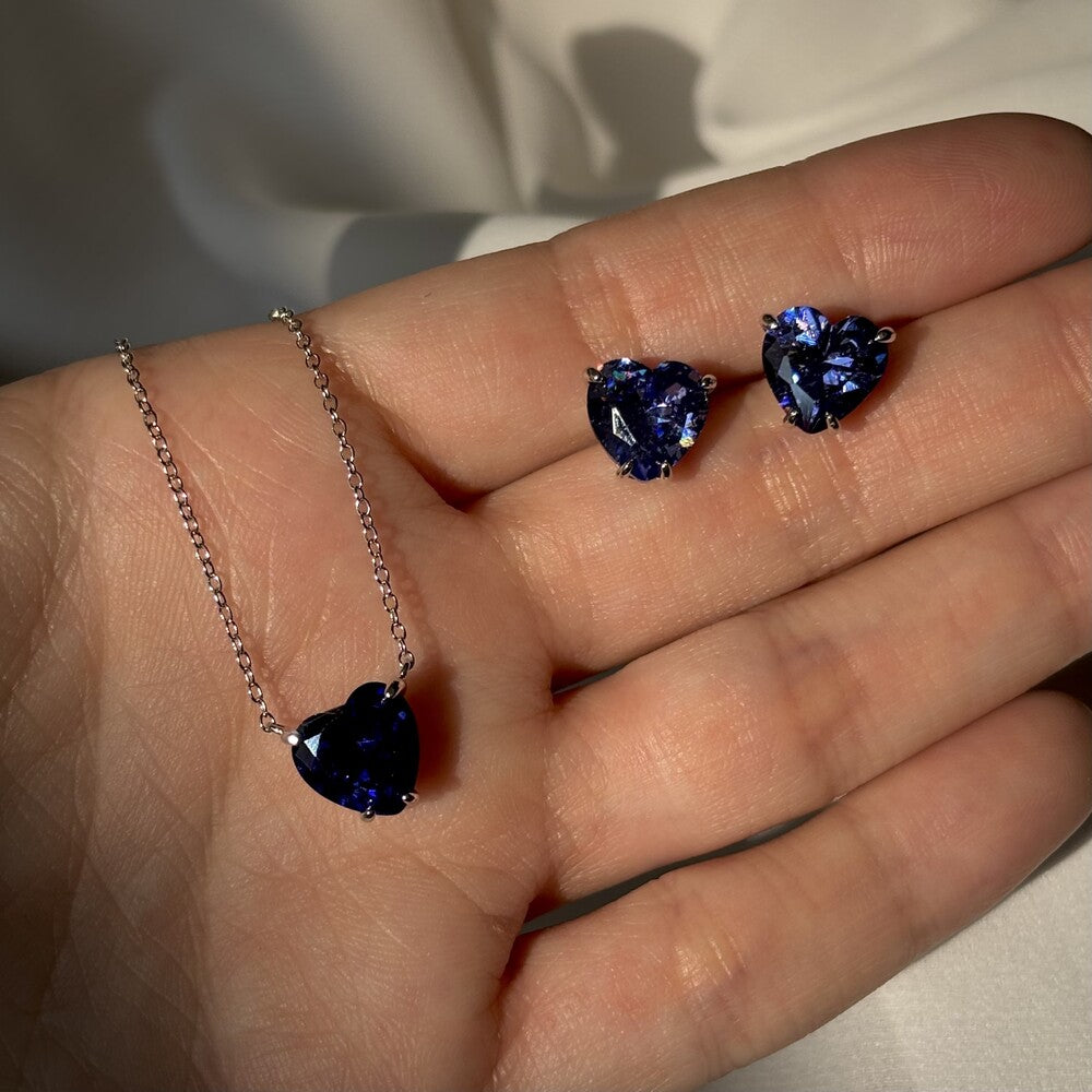 Colar Nice coração zircônia tanzanita prata 925 - foto 4