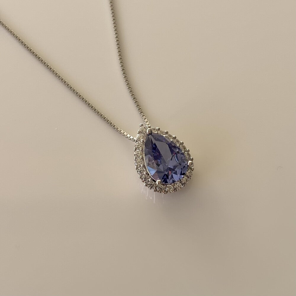 Colar gota Betina zircônias tanzanita prata 925 - foto 3