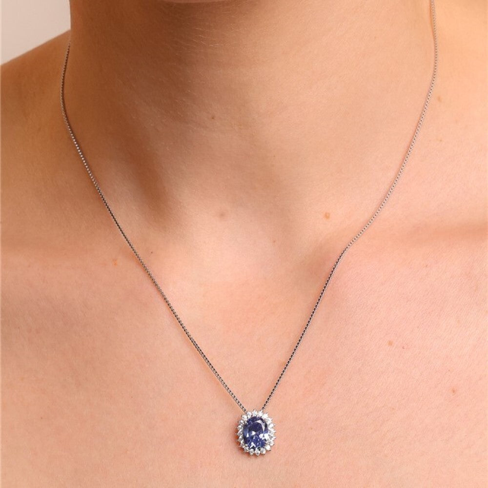 Colar mini Intense oval zircônia tanzanita prata 925 - foto 2