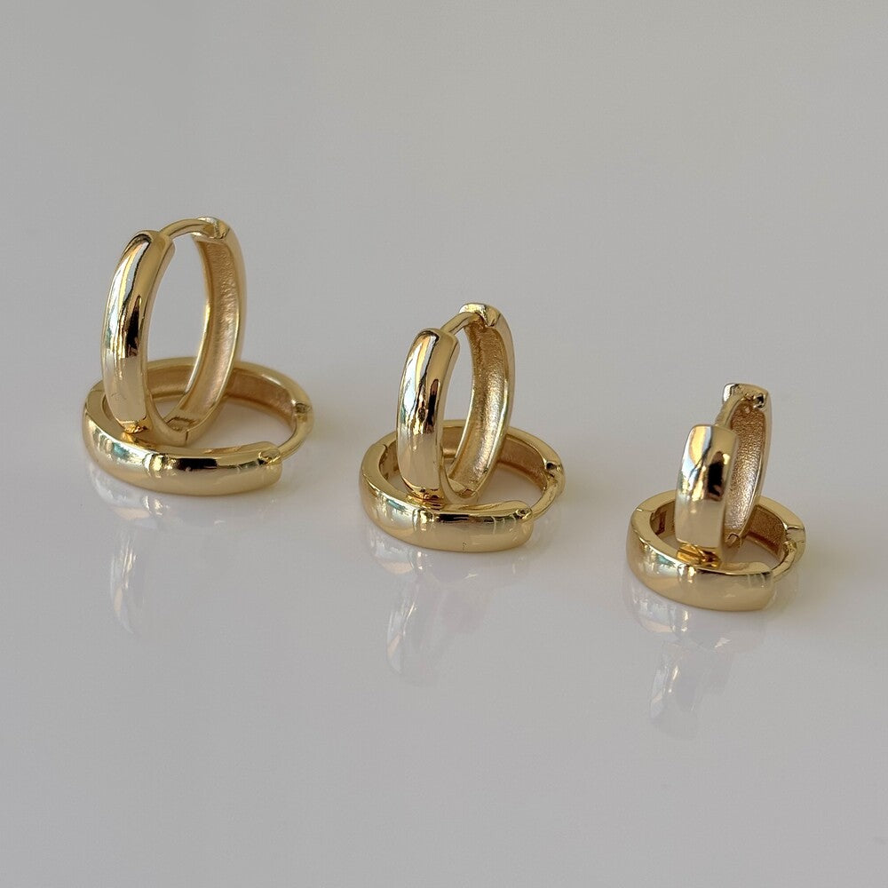 Kit 3 pares brincos argolas lisas ouro - foto 2