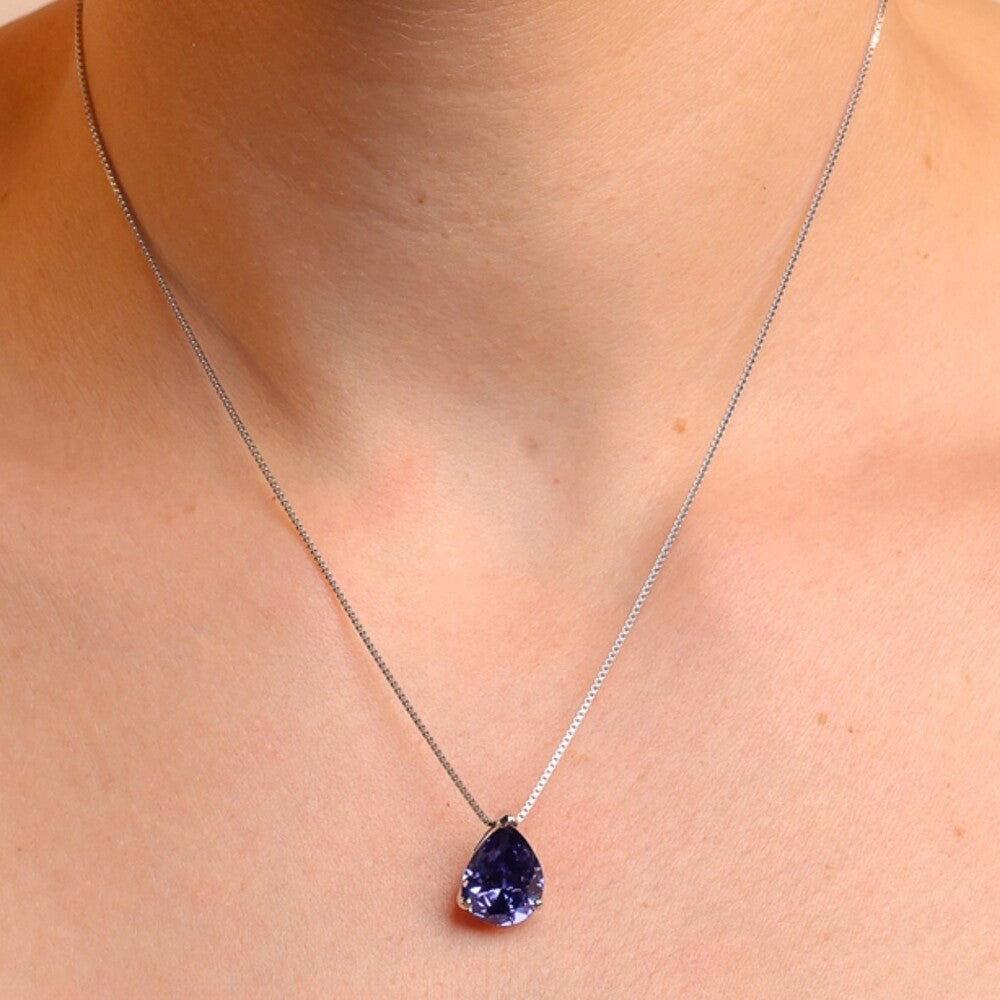 Conjunto Luma gota zircônia tanzanita prata 925