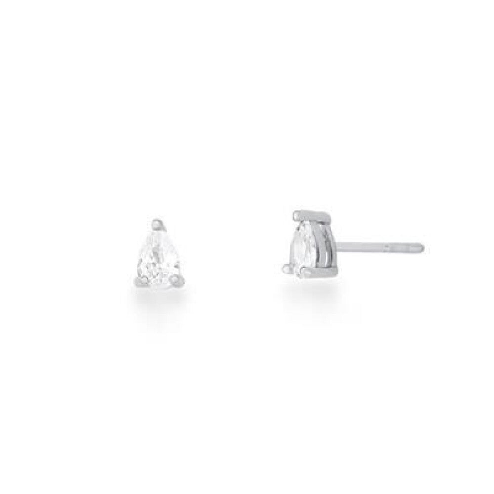 Brinco mini gota Maui zircônia branca ródio branco