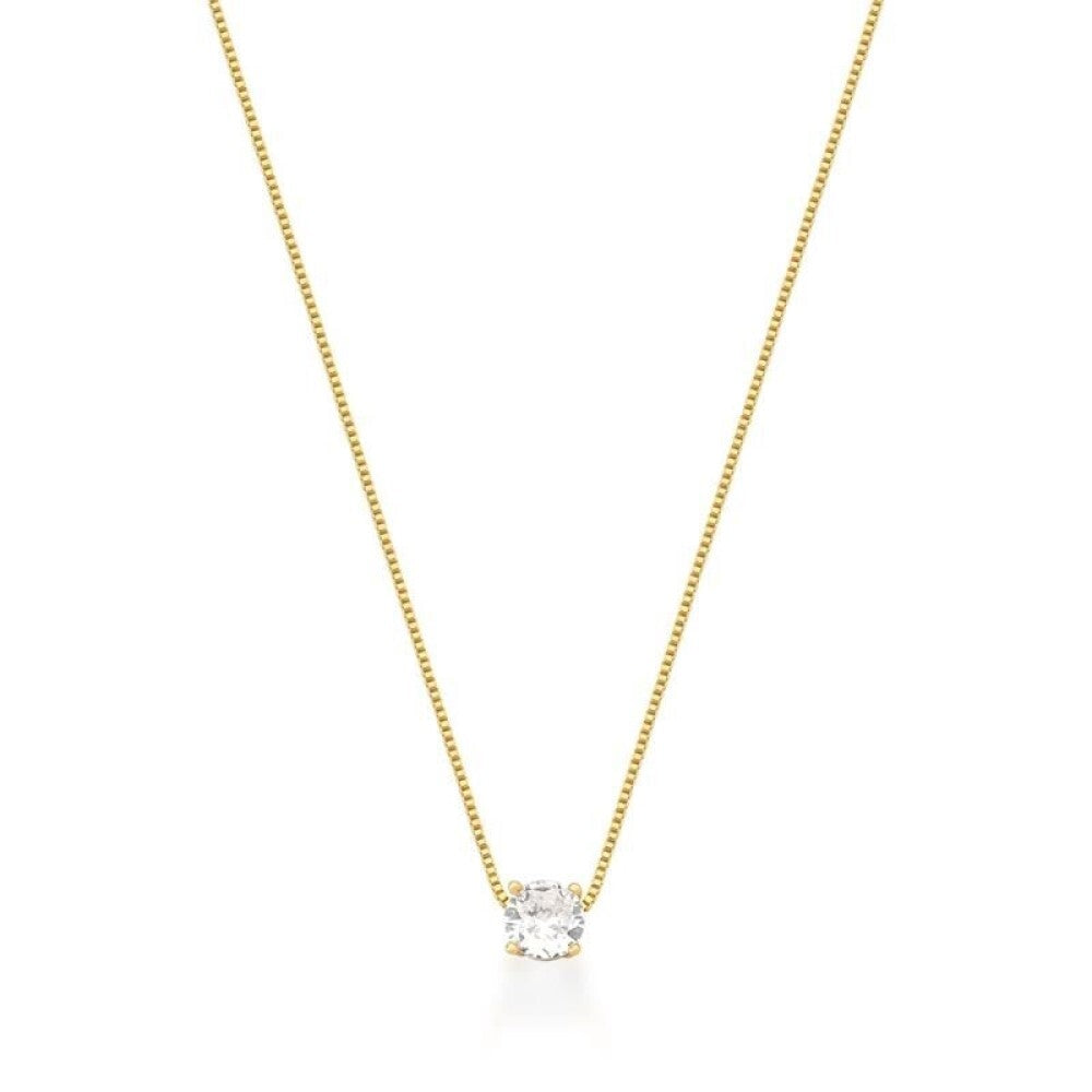 Colar ponto de luz zircônia branca ouro (6mm)