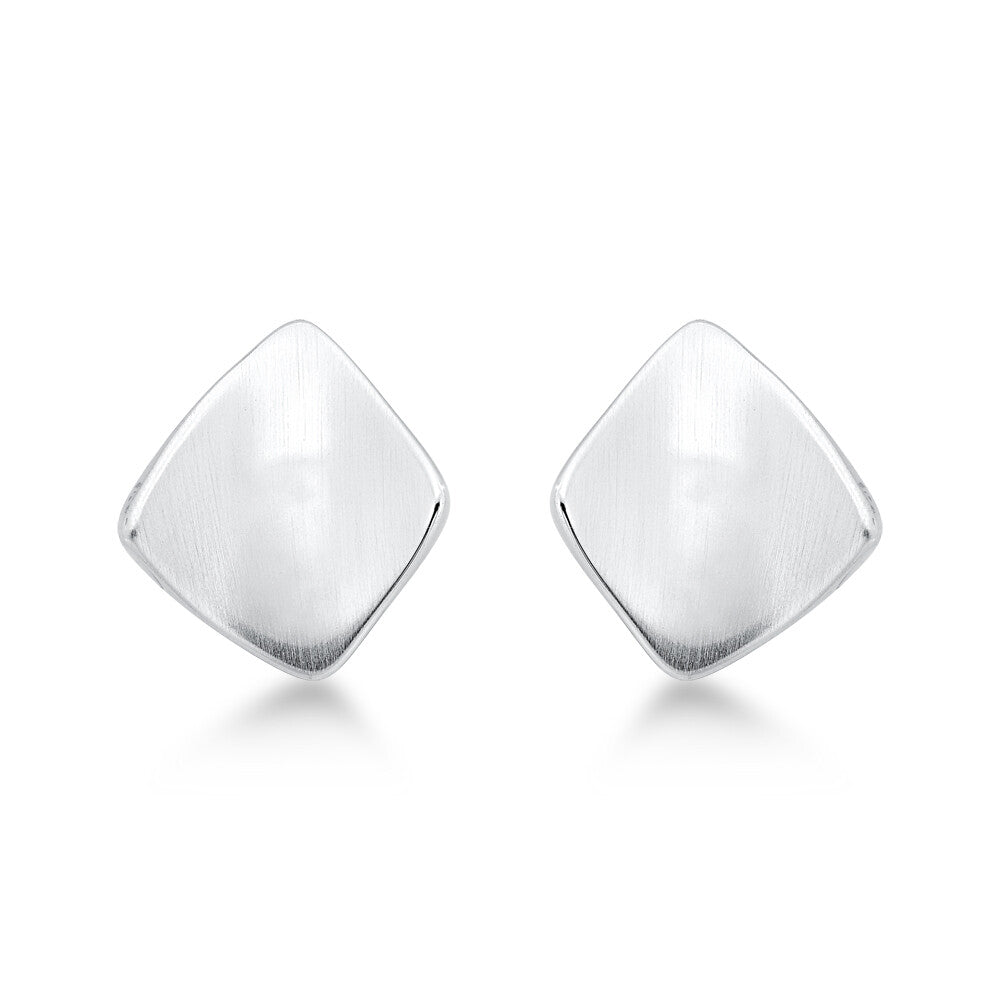 Brinco Mavie losango acetinado ródio branco