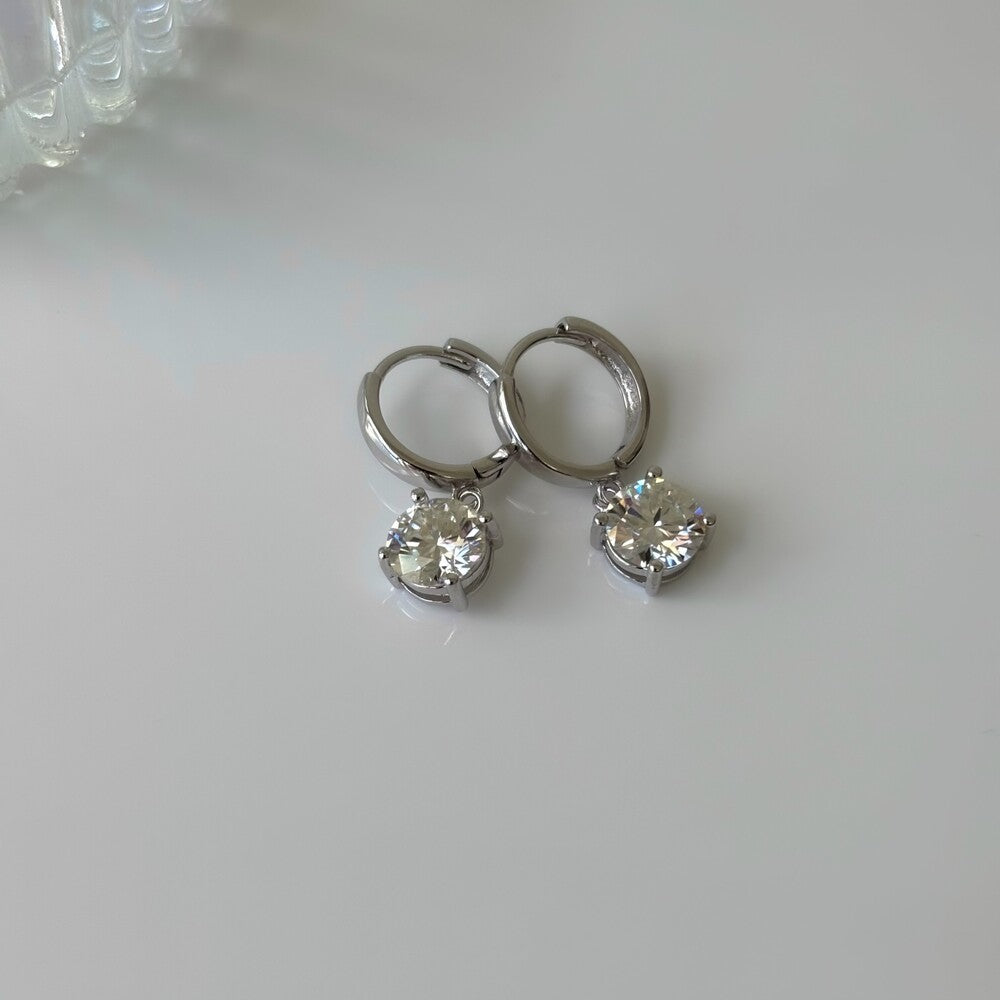 Brinco argola ponto luz Moissanite 1.0ct prata 925 (6.5mm) - foto 4