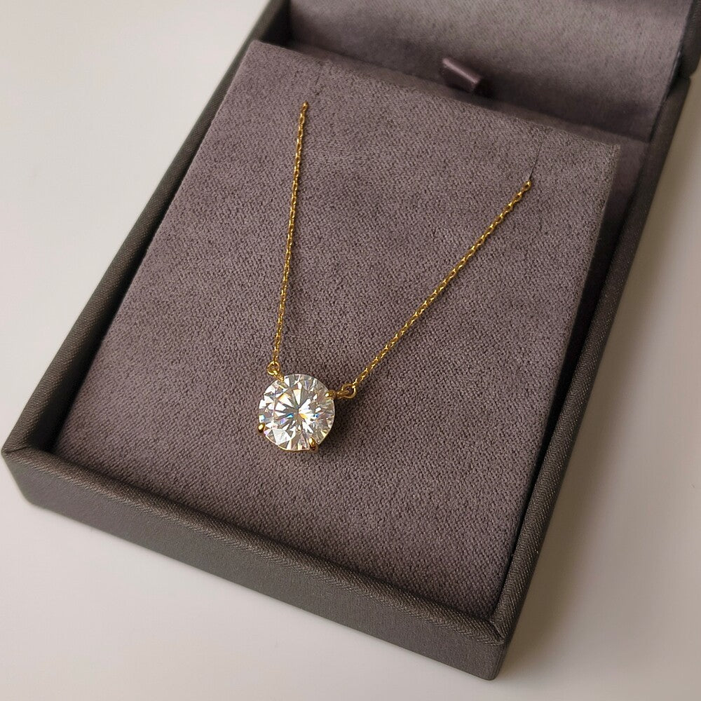 Colar ponto luz Moissanite 10mm prata 925 banho ouro - foto 4