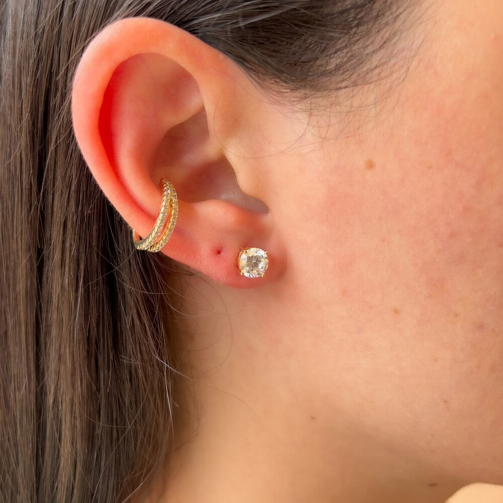 Piercing fake Gigi cravejado prata 925 banho ouro - foto 2