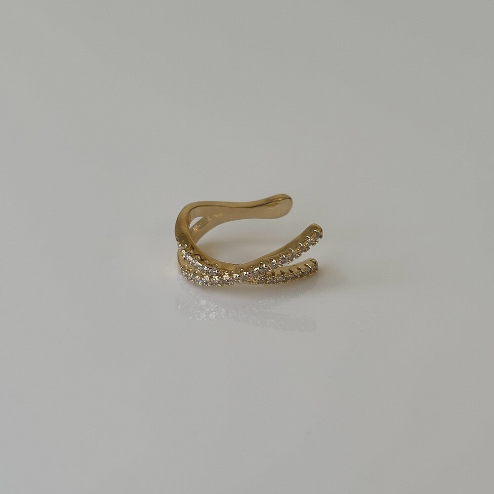 Piercing fake formato X cravejado ouro - foto 4