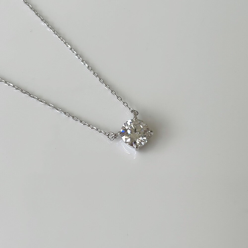 Colar ponto de luz Moissanite 1.0ct prata 925 (6.5mm) - foto 2