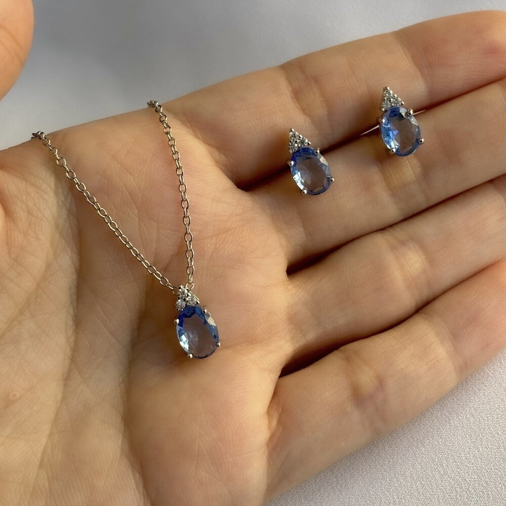 Colar Cyndi oval zircônia tanzanita prata 925 - foto 4