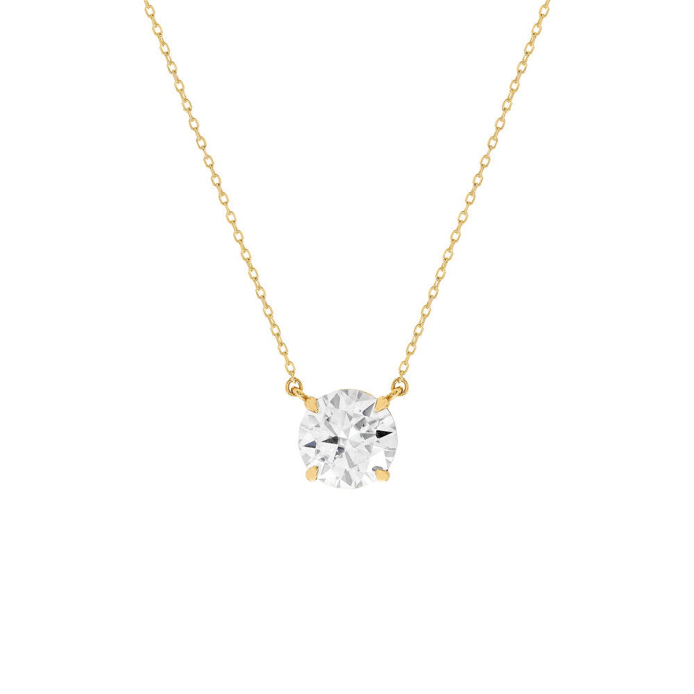 Colar redondo ponto luz Moissanite 10mm prata 925 banho ouro