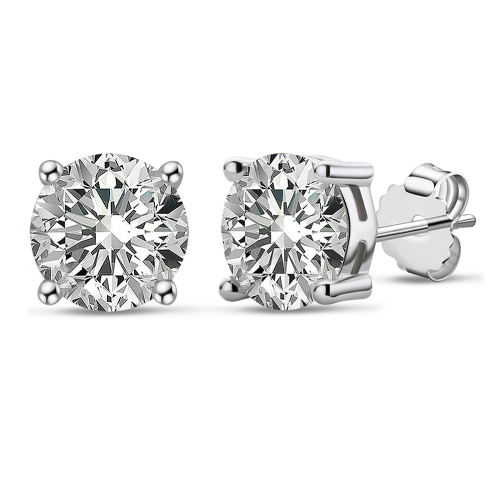 Brinco ponto de luz moissanite 2.0ct prata 925 (8mm)