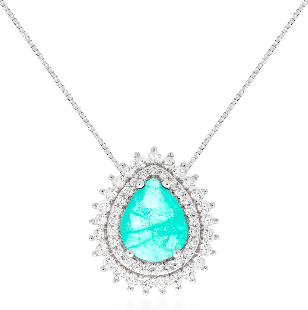 Colar gota Holly esmeralda colombiana fusion prata 925