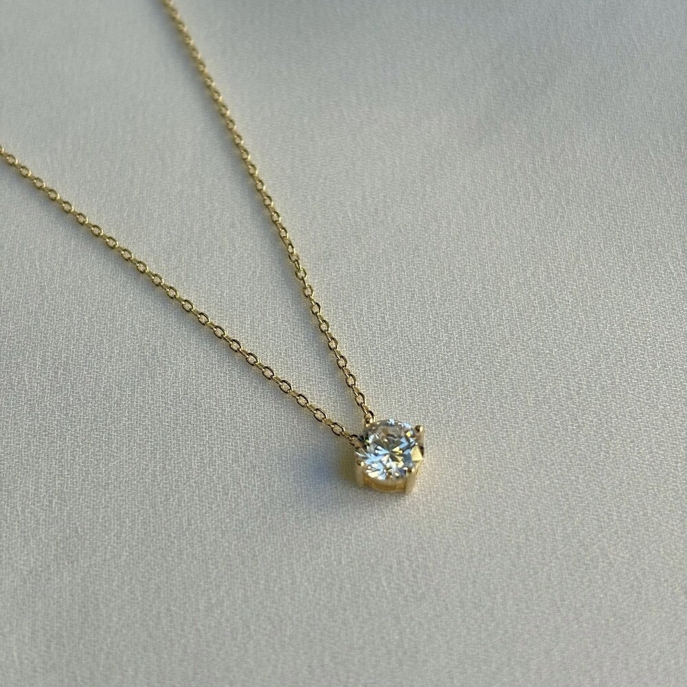Colar ponto de luz zircônia branca prata 925 banho ouro (6mm) - foto 3