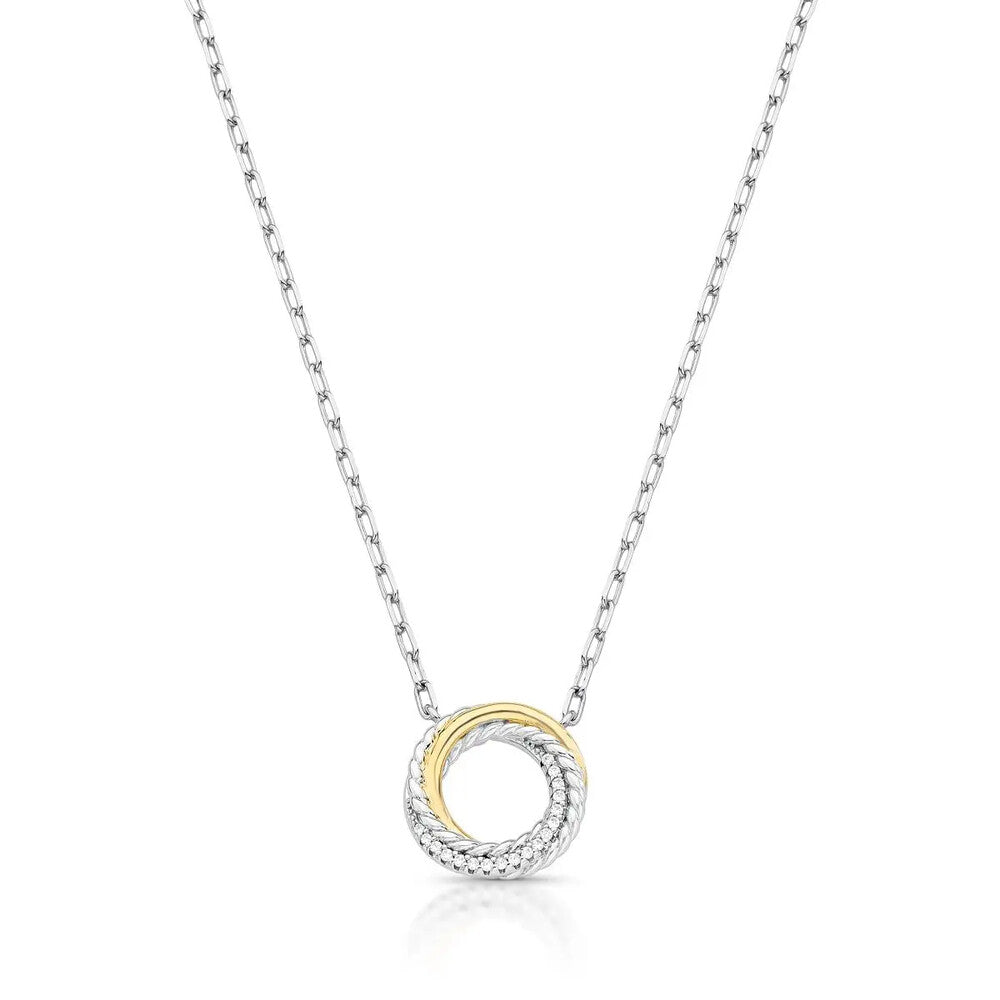 Colar Orbit círculo zircônias brancas mix de banhos