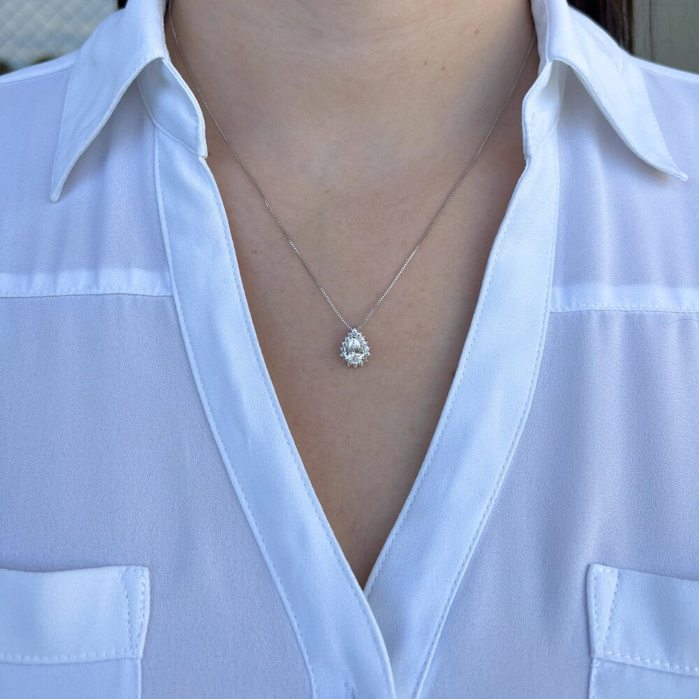Conjunto Fran gota zircônia branca ródio branco