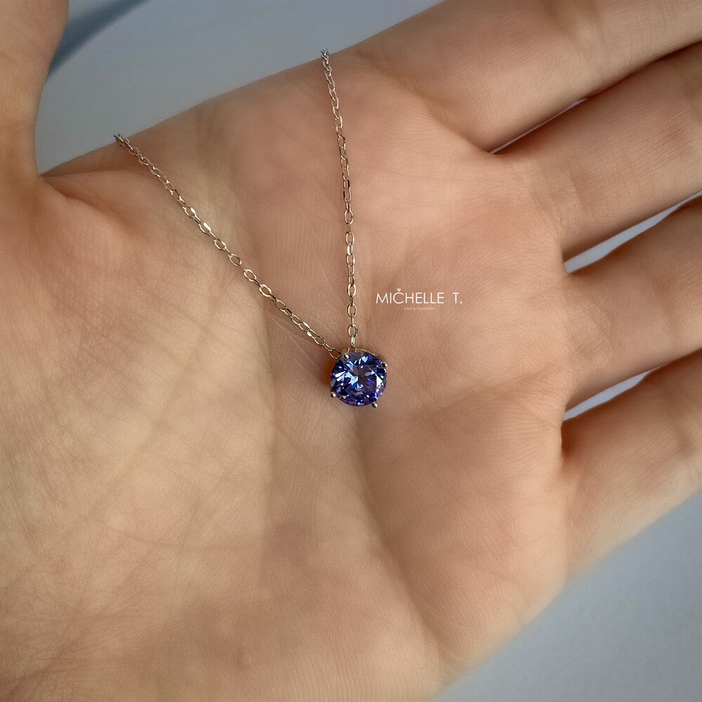 Colar ponto de luz zircônia tanzanita prata 925 (6mm) - foto 2