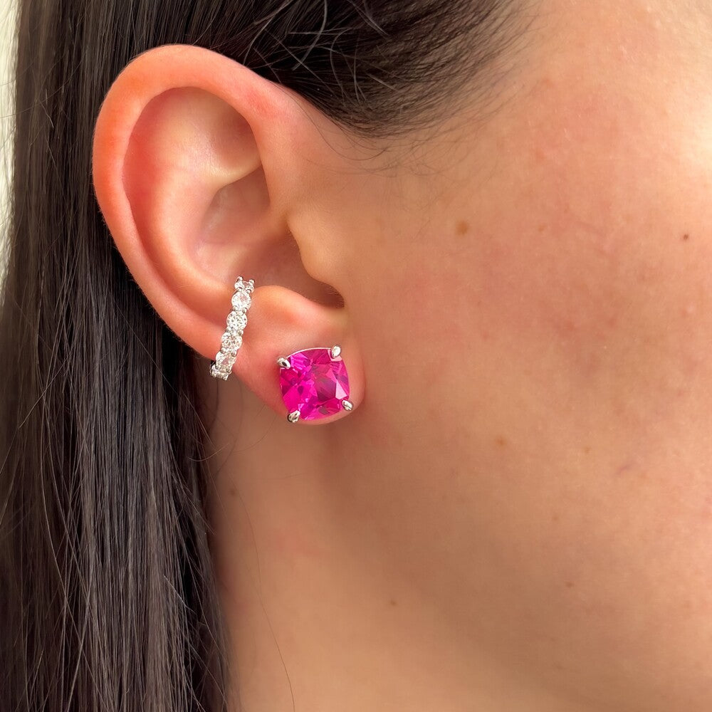 Brinco Tess zircônia turmalina pink prata 925 (10mm) - foto 2