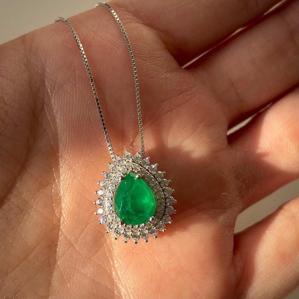 Colar gota Holly esmeralda fusion prata 925 - foto 3