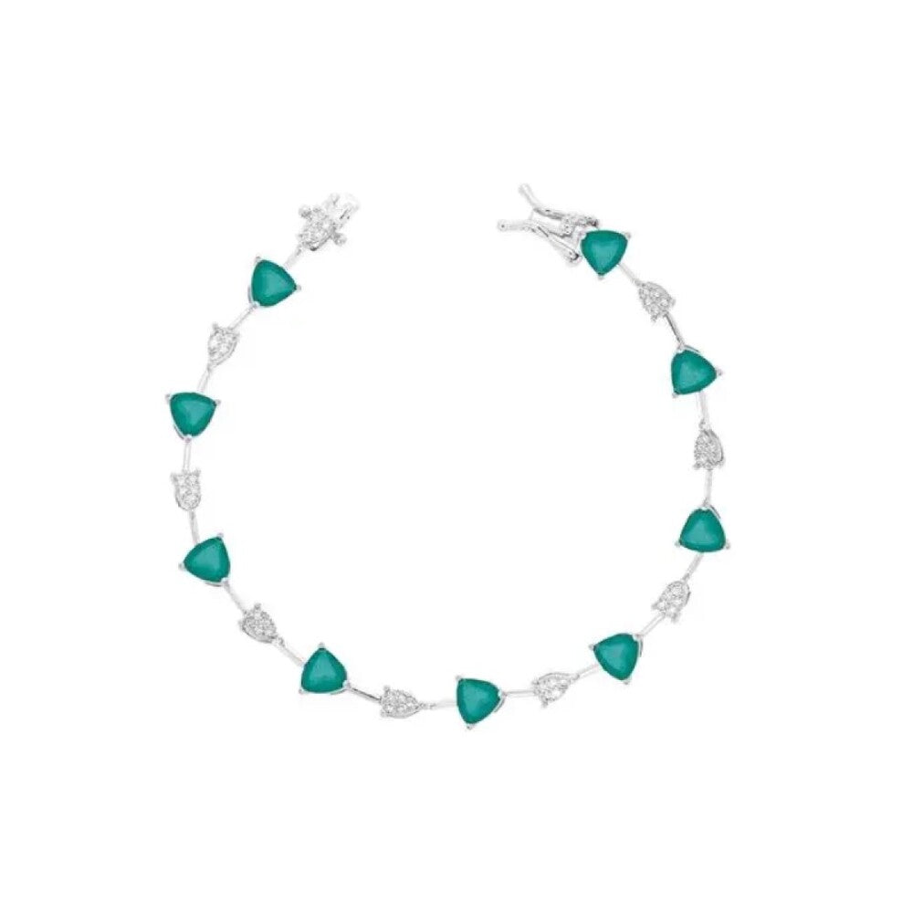 Pulseira riviera Lia esmeralda fusion ródio branco