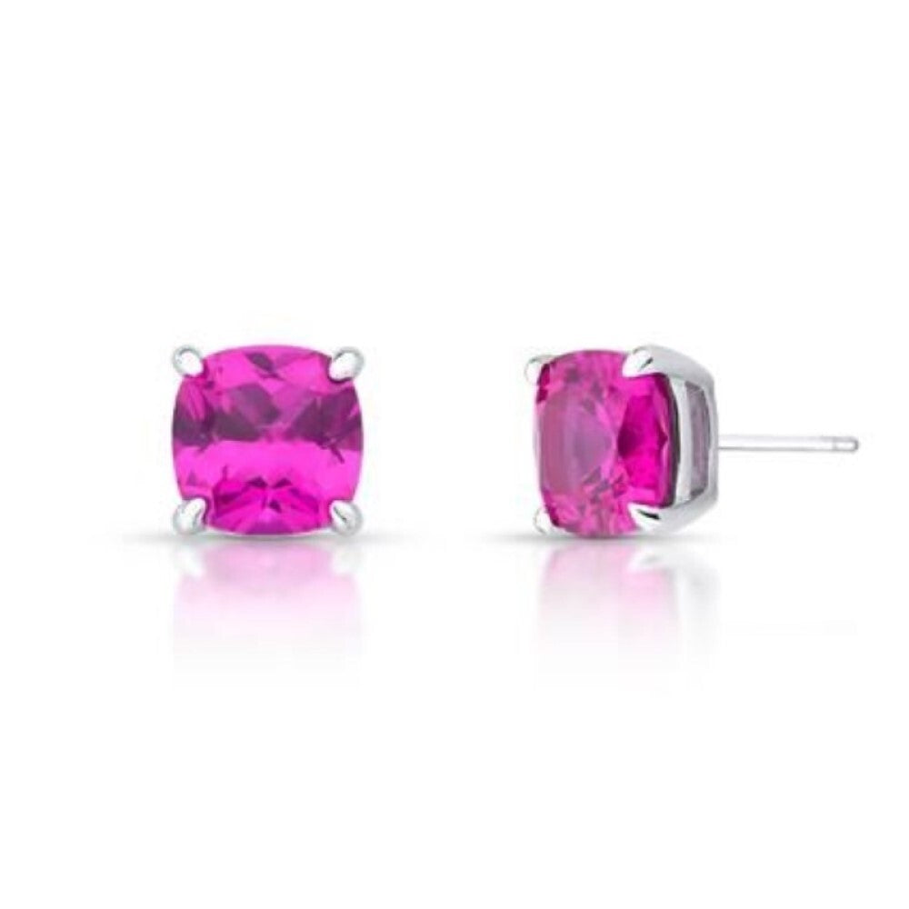 Brinco Tess zircônia turmalina pink prata 925 (10mm)