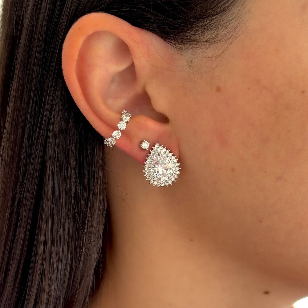 Conjunto gota Lauren zircônia branca ródio branco