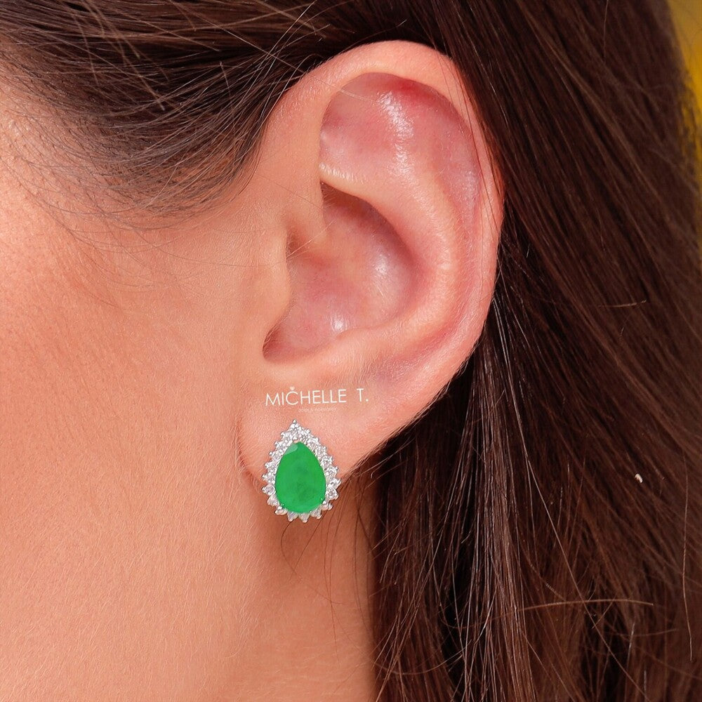 Conjunto Lola gota esmeralda fusion prata 925