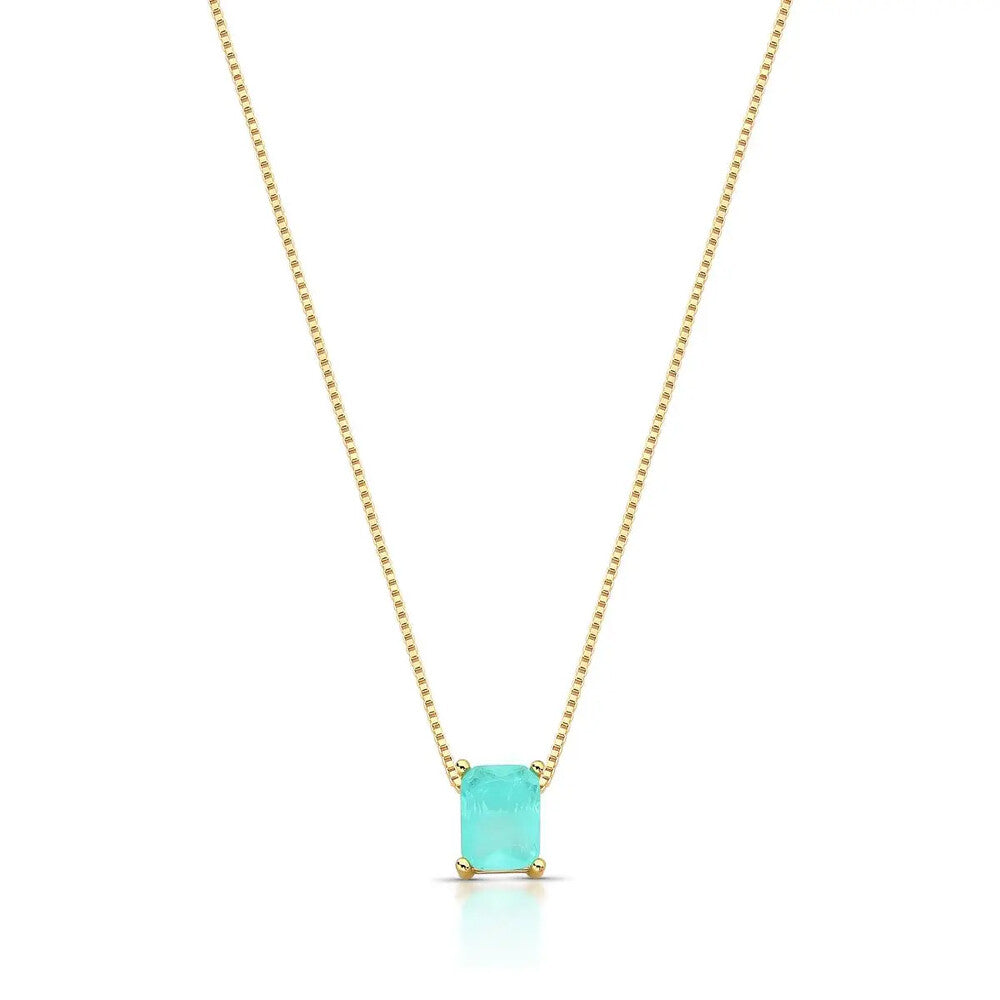 Colar Focus retângulo esmeralda colombiana fusion ouro