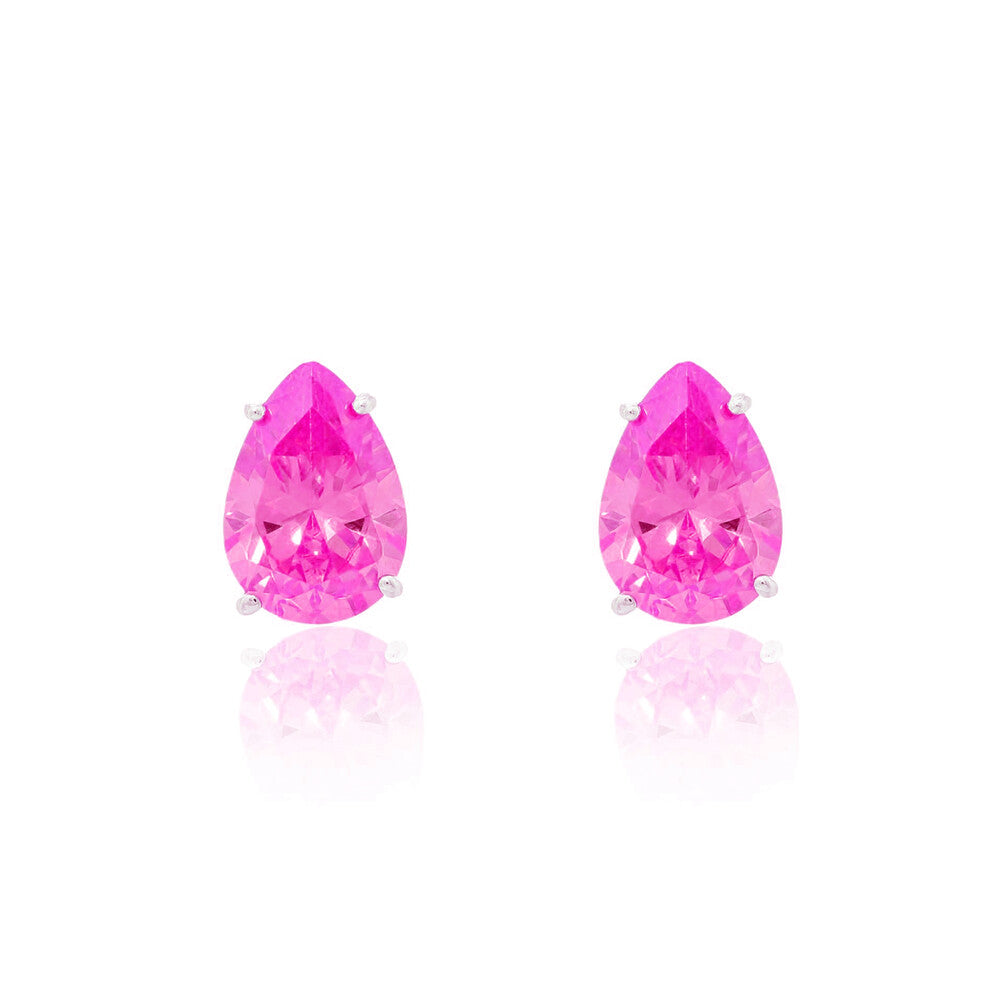 Brinco gota Ivy zircônia turmalina pink prata 925