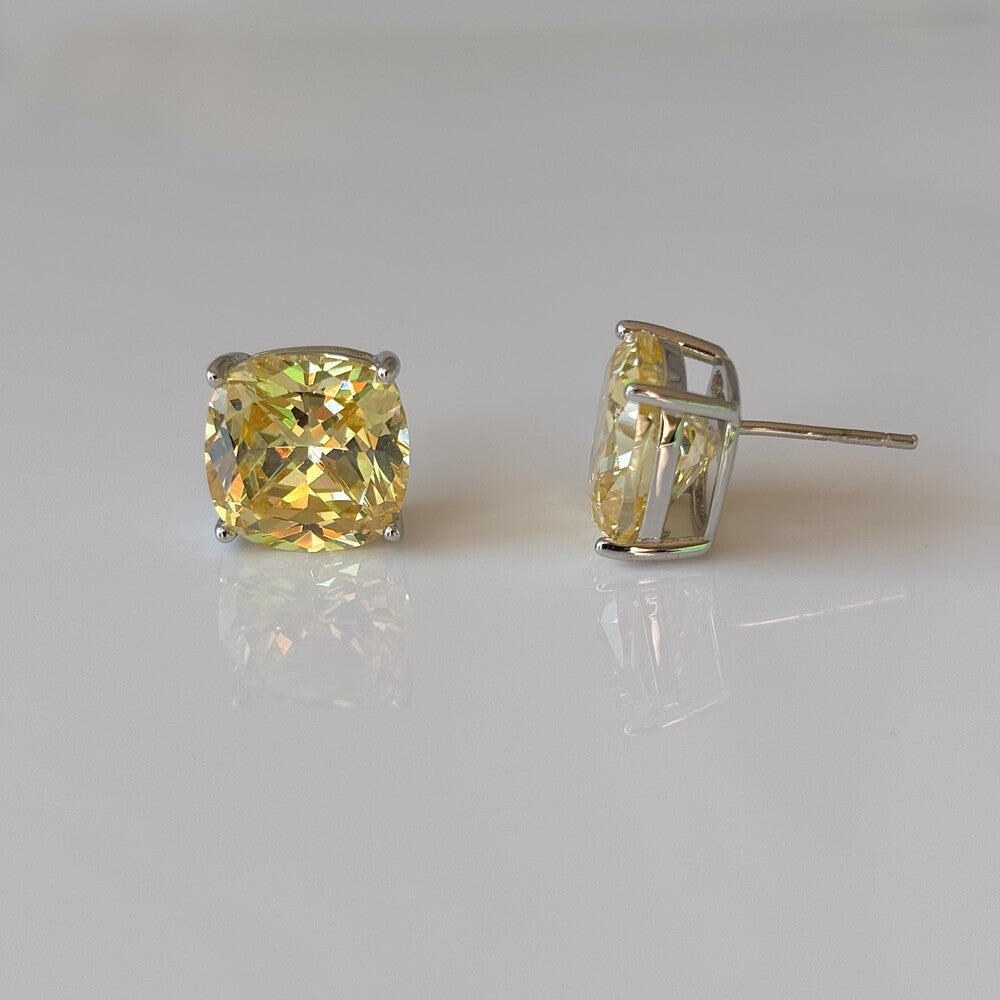 Brinco square zircônia fancy yellow prata 925 - foto 3
