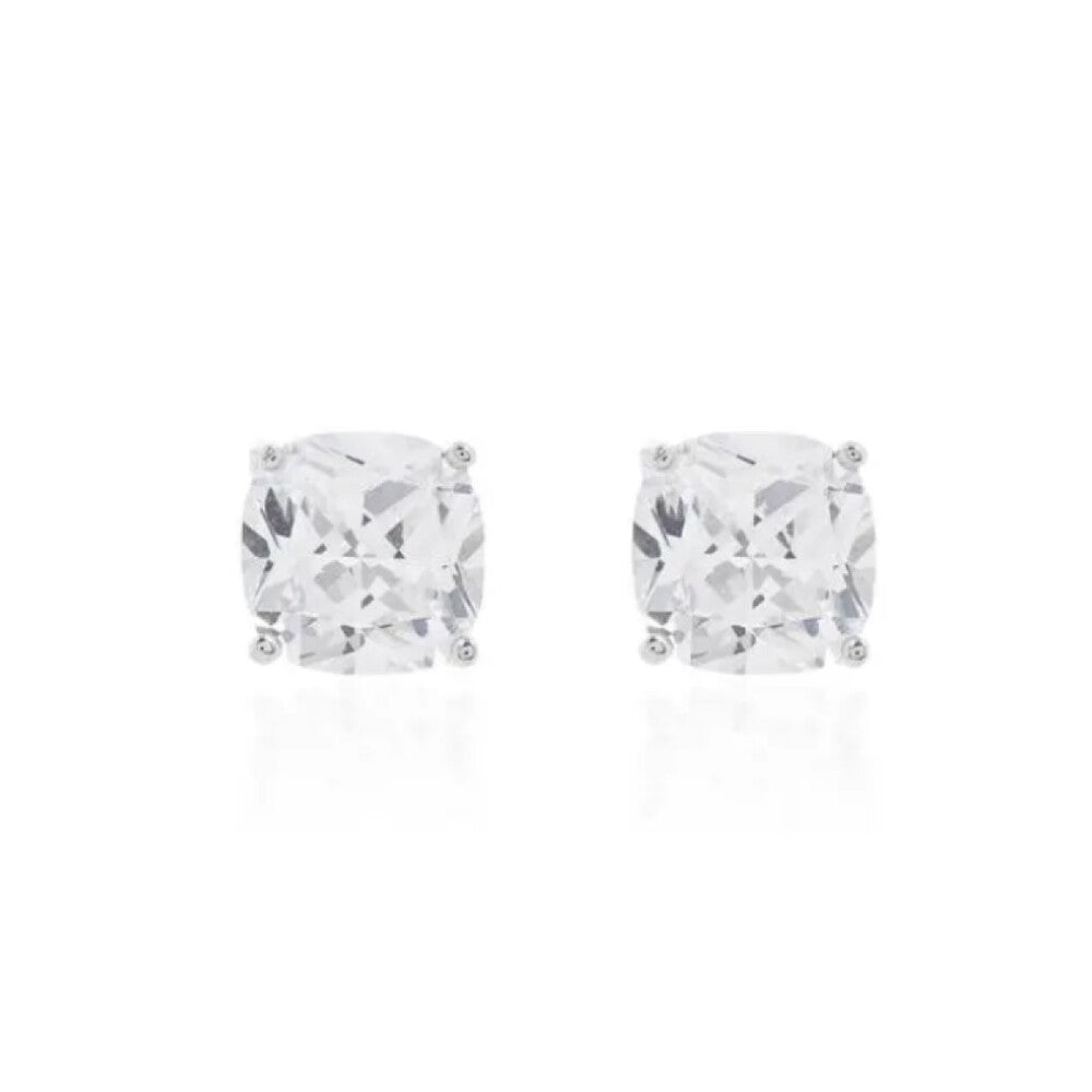 Brinco Bela square zircônias brancas ródio branco
