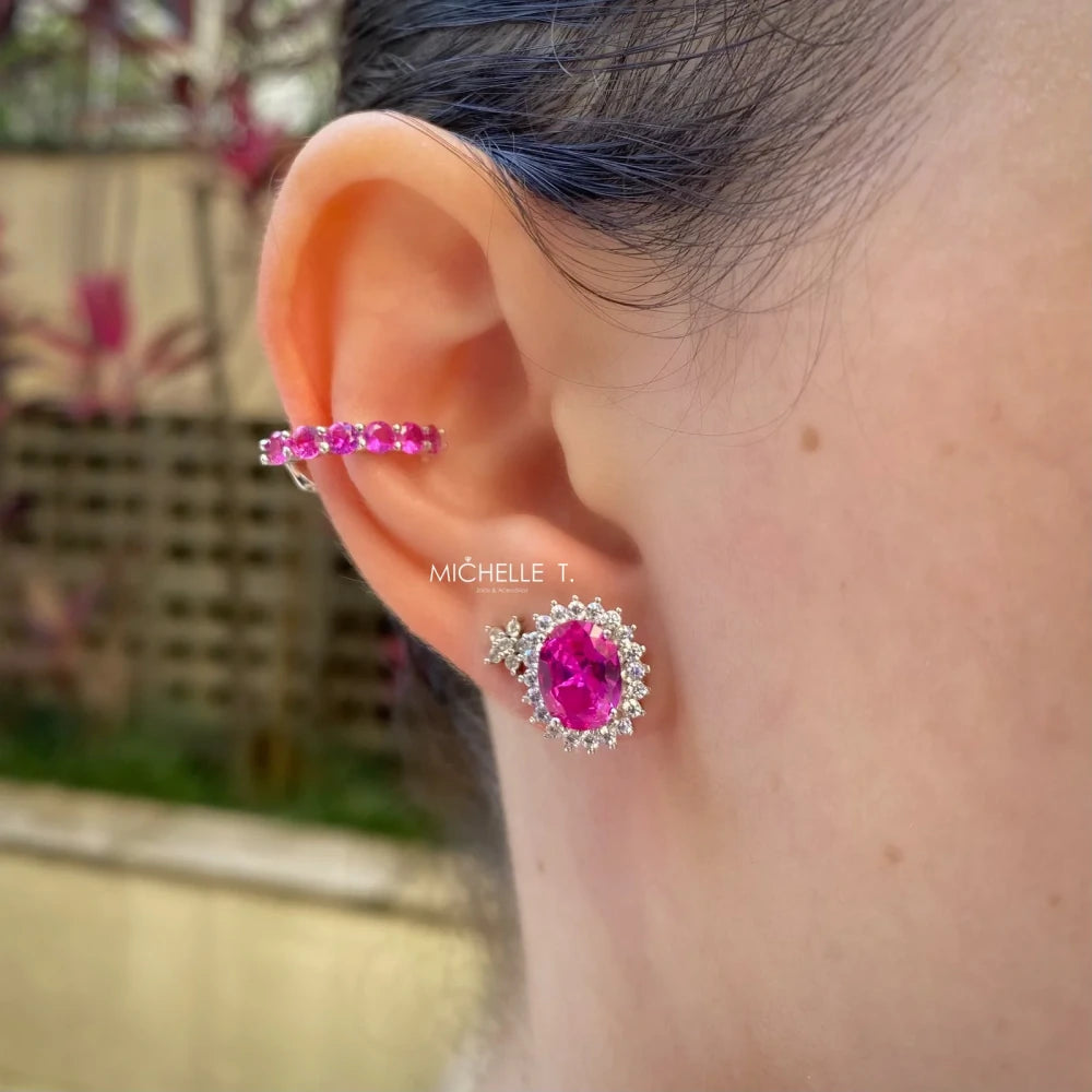 Piercing fake Maya zircônias turmalina pink prata 925 - foto 2