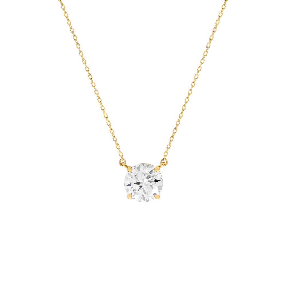 Colar ponto de luz Moissanite 2.0ct prata 925 banho ouro (8.0mm)